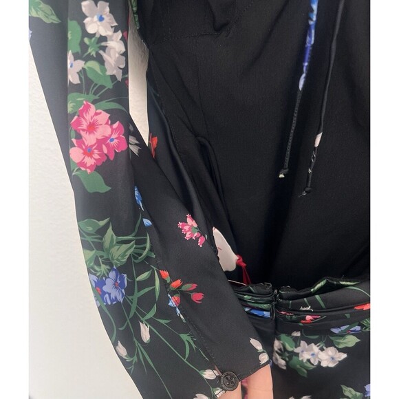 Carolina Herrera Floral Print Crossover Cutout Puff Sleeve Maxi Dress Gown 2 NWD - Picture 12 of 14